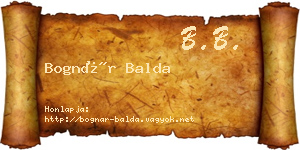 Bognár Balda névjegykártya
